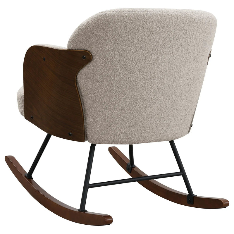 Paige Boucle Upholstered Mid Back Rocking Chair Beige by Unique Piece Furniture