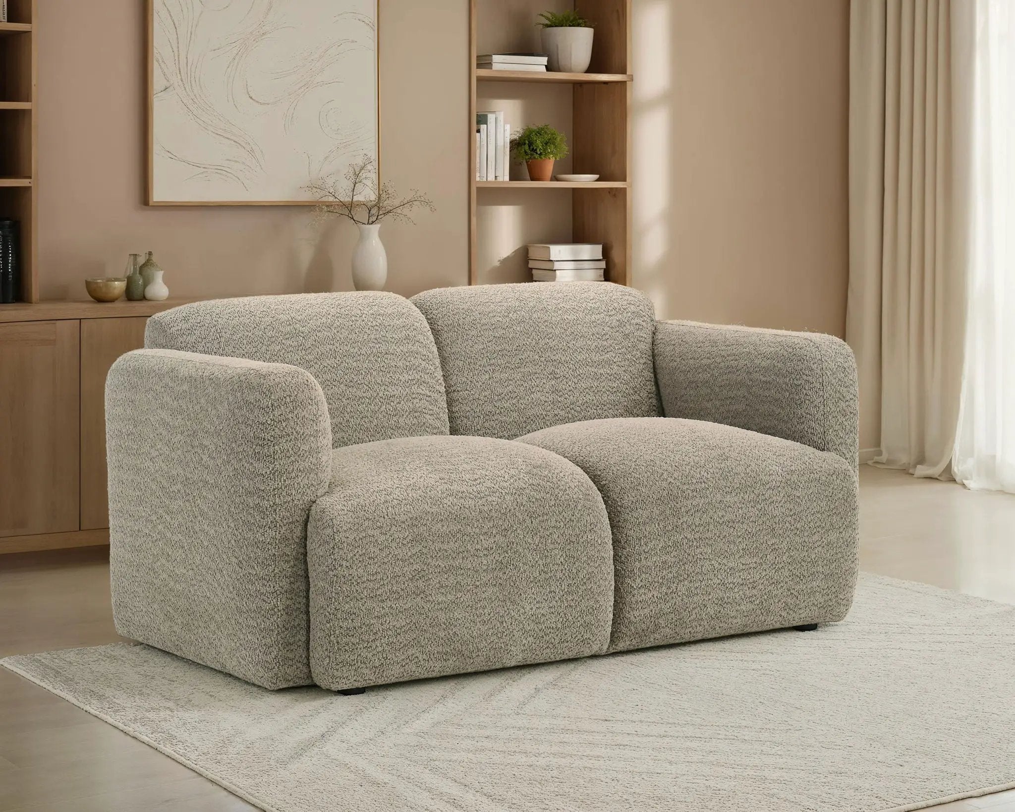 Dorset Fabric Upholstered Round Track Arm Loveseat Brown by Unique Piece Furniture