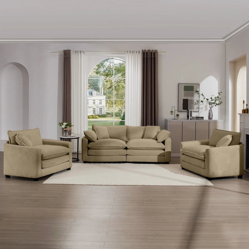 Elegant Oversized Sectional Sofa Set With Deep Seats And Flexible Layout by HouseOfZazla