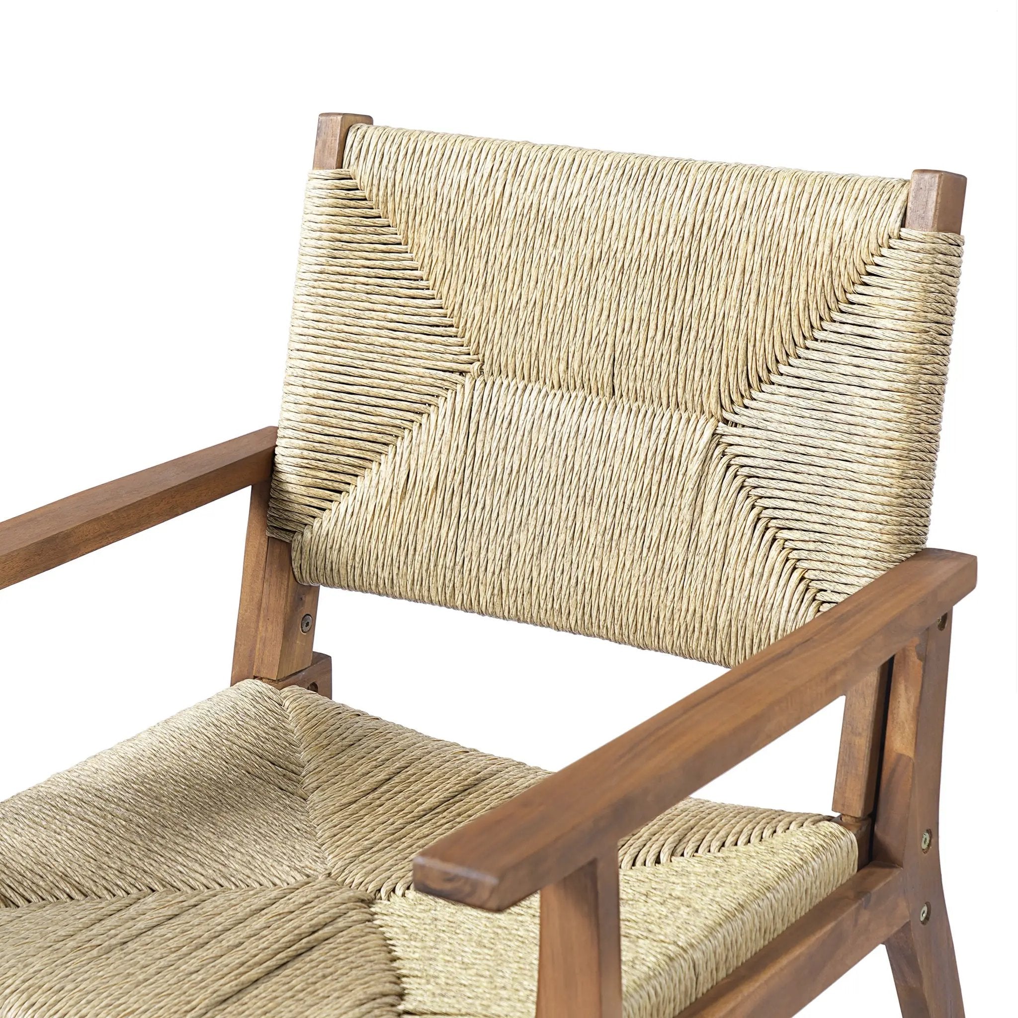 Durable Outdoor Dining Chair with Acacia Wood Frame and Wicker Seat by HouseOfZazla