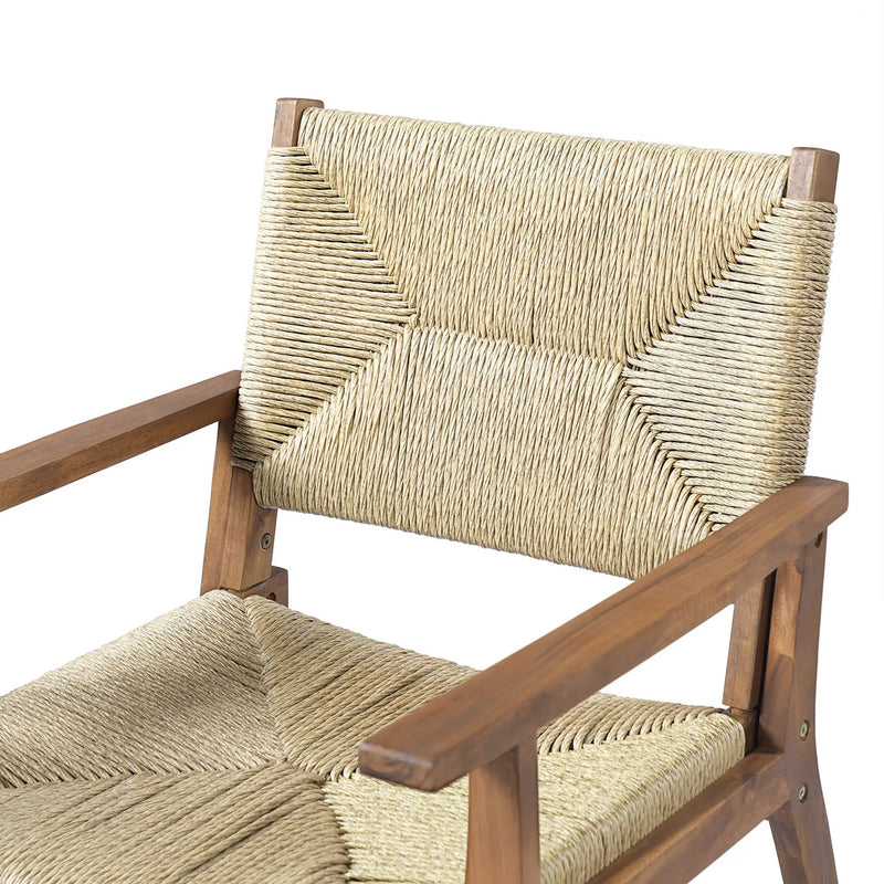 Durable Outdoor Dining Chair with Acacia Wood Frame and Wicker Seat by HouseOfZazla