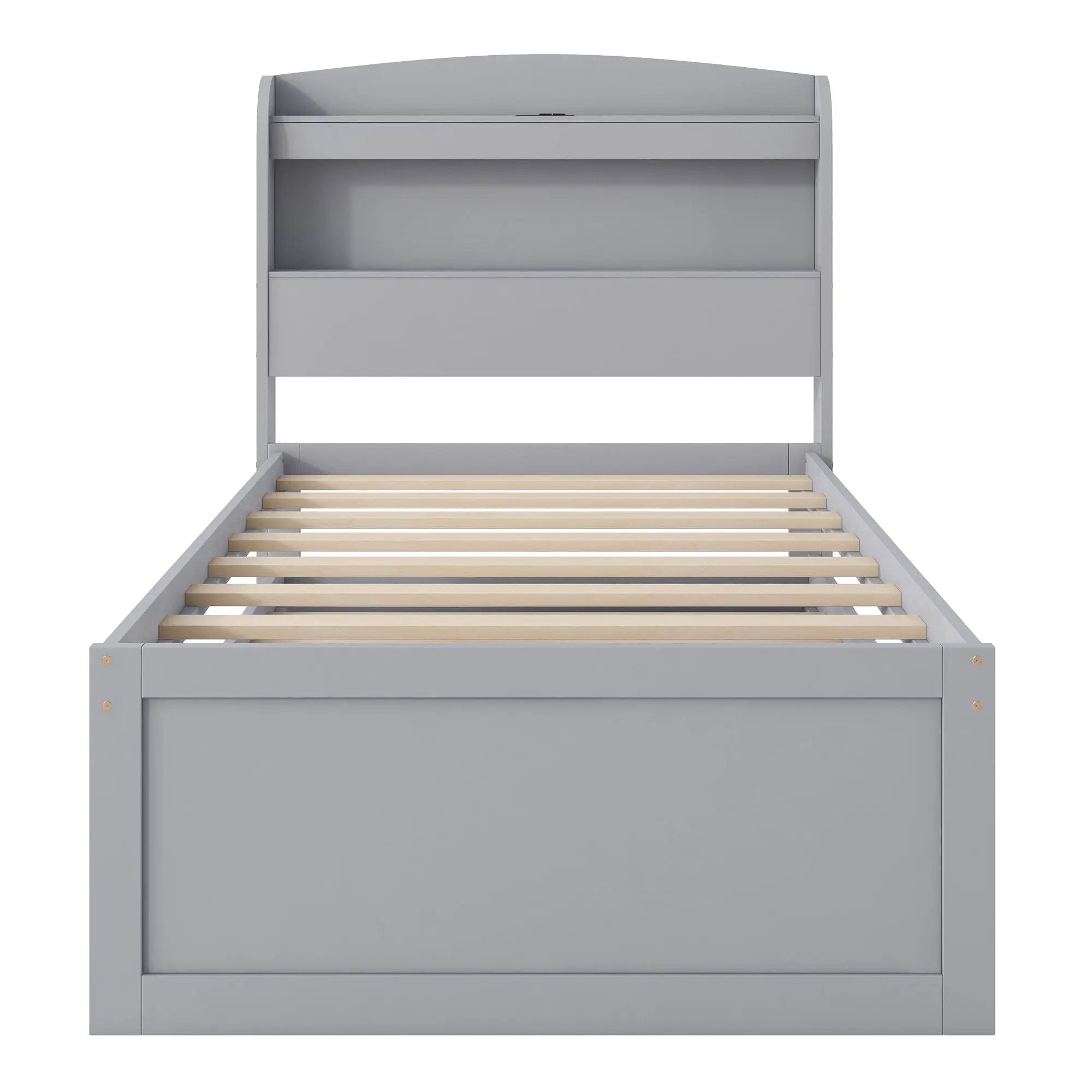 Platform Bed With LED Headboard, Charging Station, Trundle And 2 Drawers