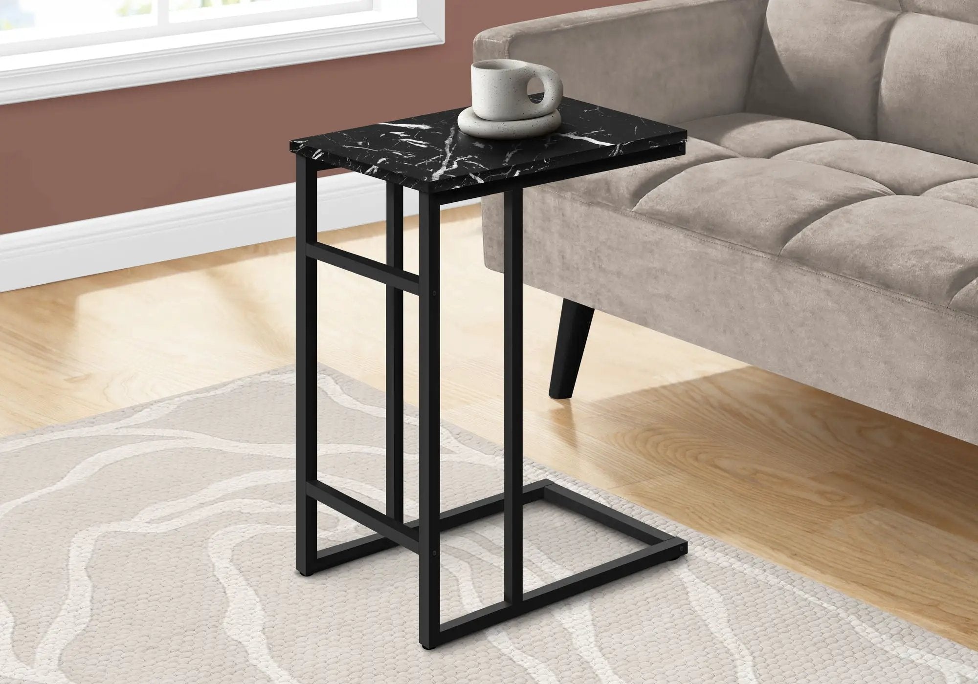 Accent Table, C - Shaped, Modern Design - Black by Unique Piece Furniture