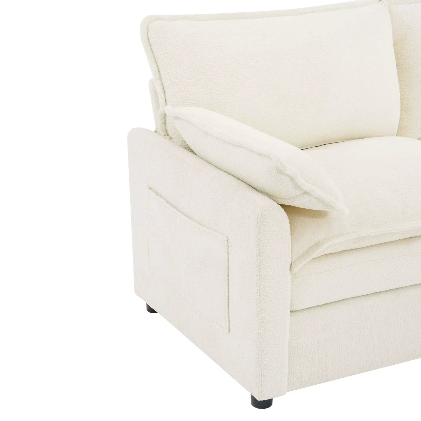 Modern Loveseat Sofa, Upholstered Couch With Side Storage Pockets by HouseOfZazla