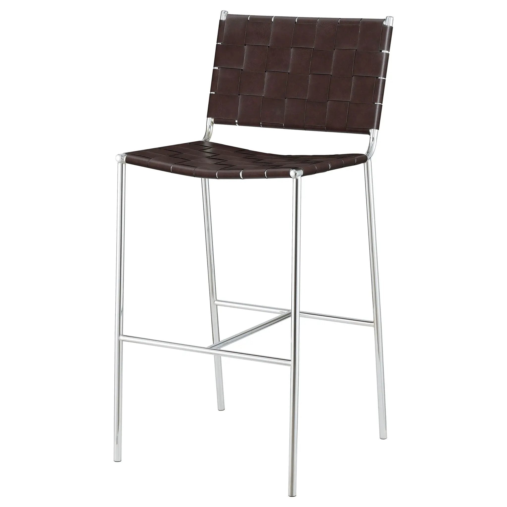Adelaide Upholstered Pub Height Bar Stool Brown and Chrome by Unique Piece Furniture