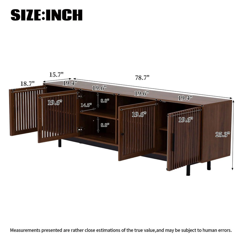 TV Stand For TVs, Entertainment Center With Closed Storage & Cable Management, Soft Closing Hinges - Walnut by Unique Piece Furniture