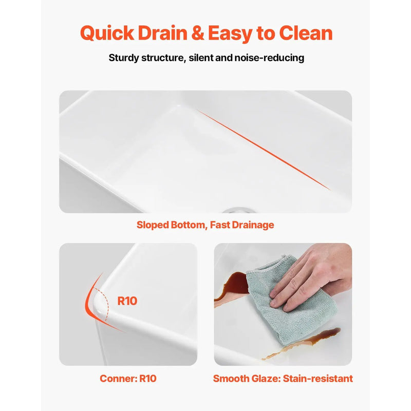 33.5x20 in Farmhouse Sink Undermount Kitchen Single Bowl Basin Fireclay by HouseOfZazla