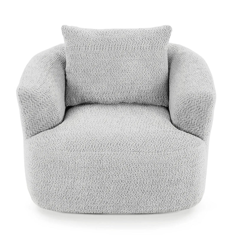 360° Swivel Barrel Sofa Chair With Throw Pillow, Upholstered Accent Chair by Unique Piece Furniture