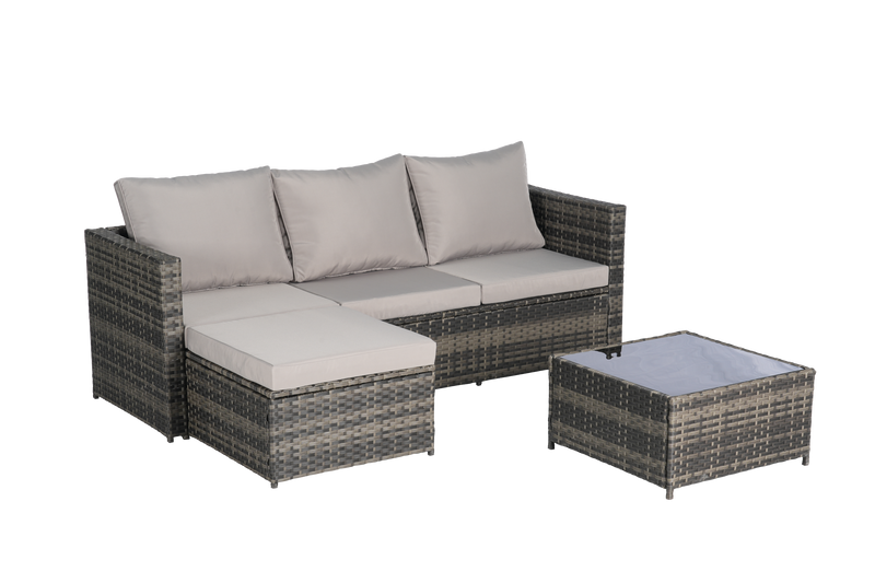 2 Pieces Patio Furniture Set with Woven Sectional and Ottoman by HouseOfZazla