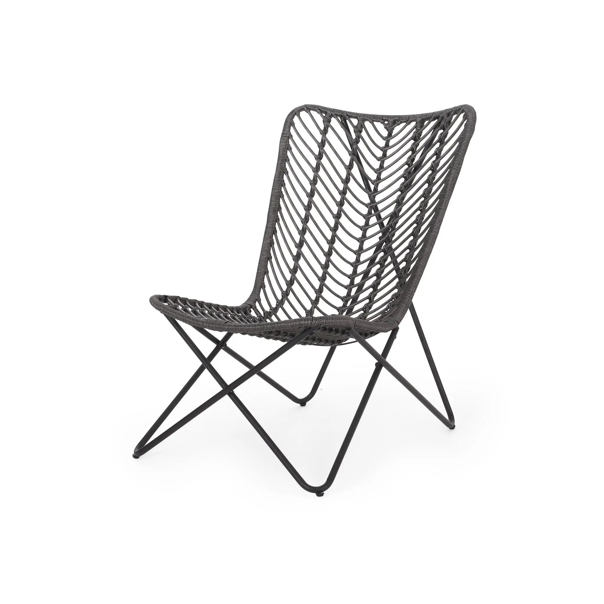 Outdoor Wicker Chair With Geometric Cross Base, Set of 2 - Gray by HouseOfZazla