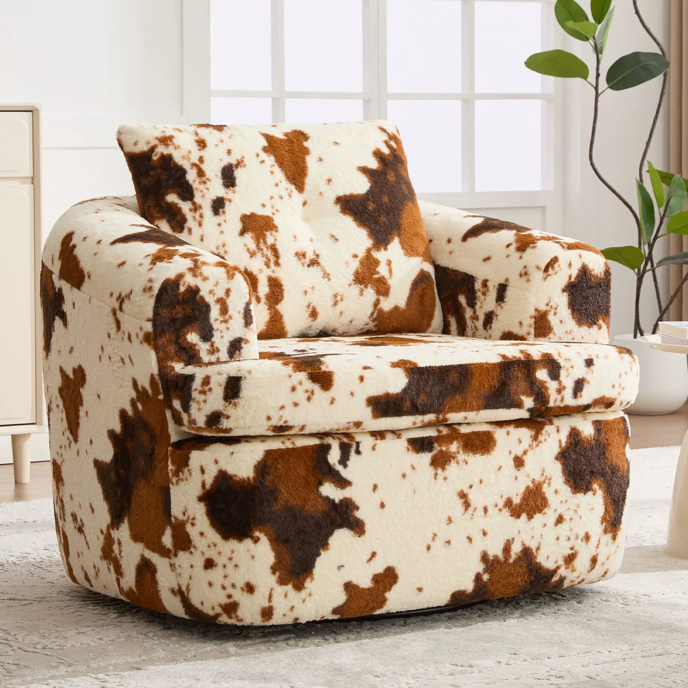 Modern Swivel Barrel Chair With Dual-Layer Cushion by Unique Piece Furniture