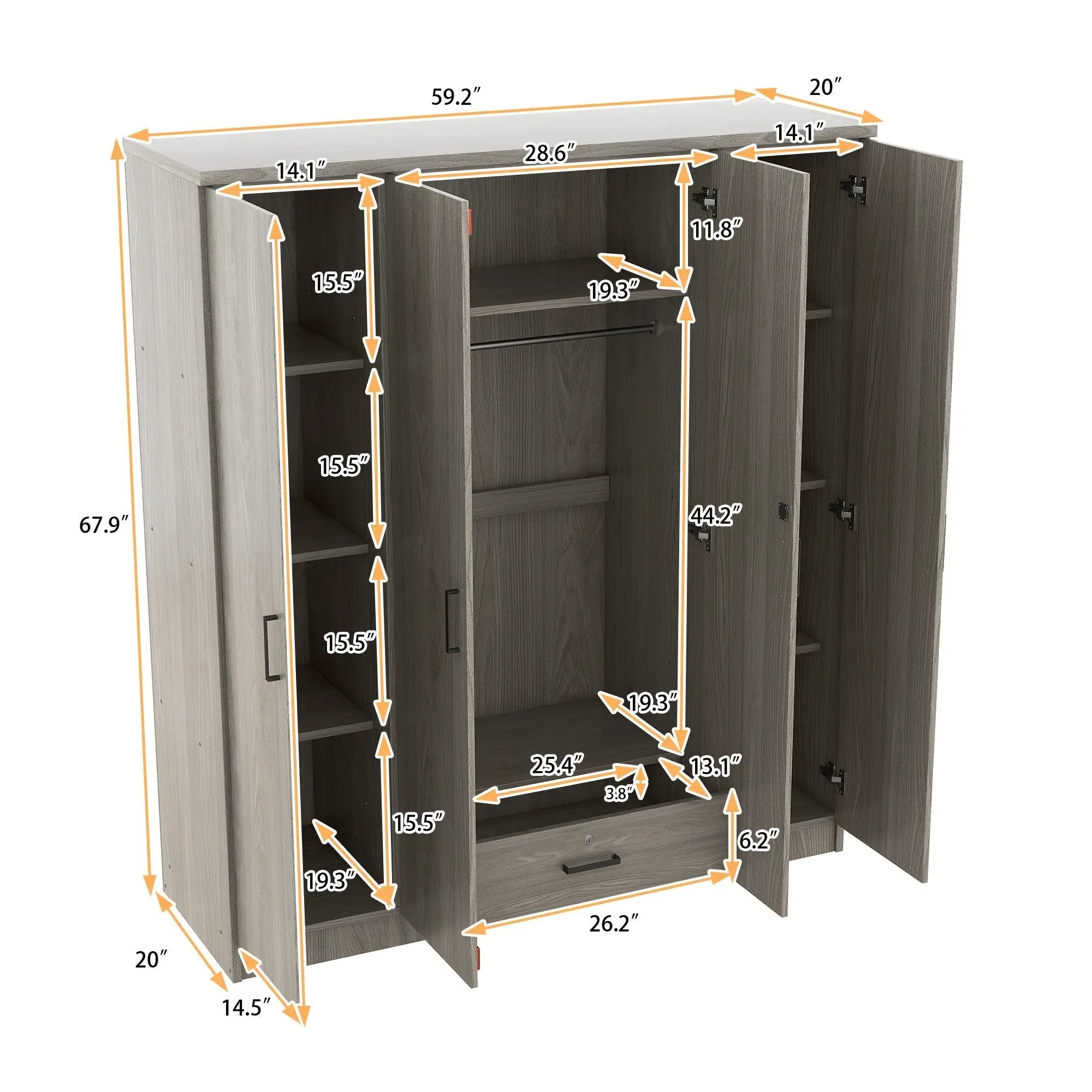 4 Door Wardrobe With 1 Drawer by HouseOfZazla