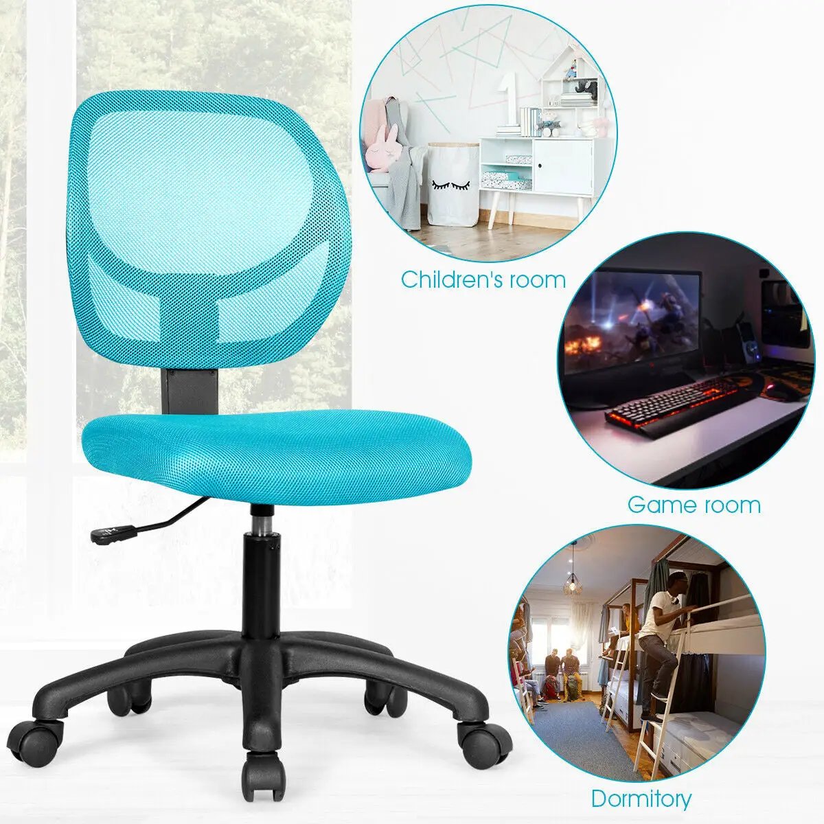 Low-back Computer Task Chair with Adjustable Height and Swivel Casters by DirectDeals