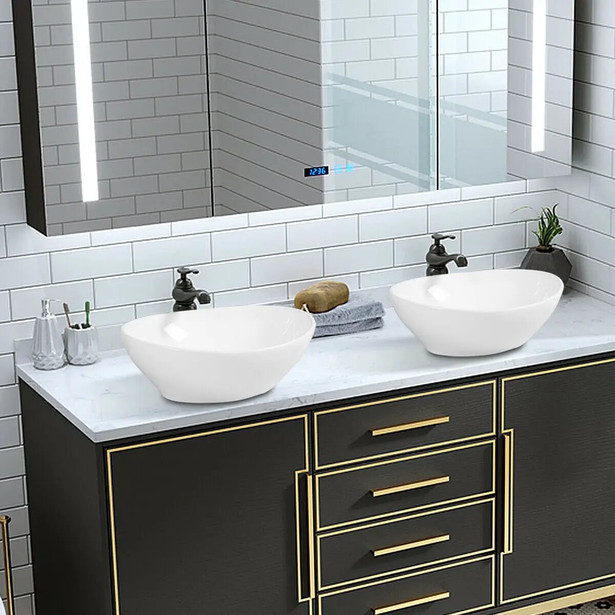 Oval Bathroom Basin Ceramic Vessel Sink by DirectDeals