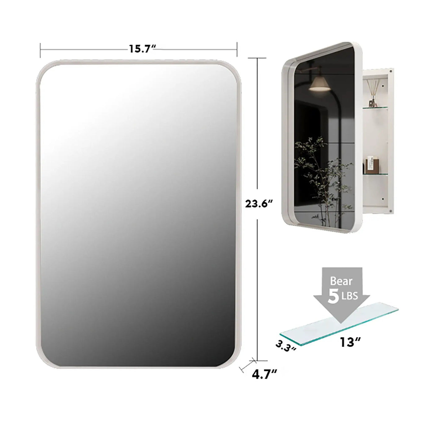 Recessed Metal Framed Medicine Cabinet With Mirror And Adjustable Shelves Wall Mirror With Storage For Bathroom by HouseOfZazla