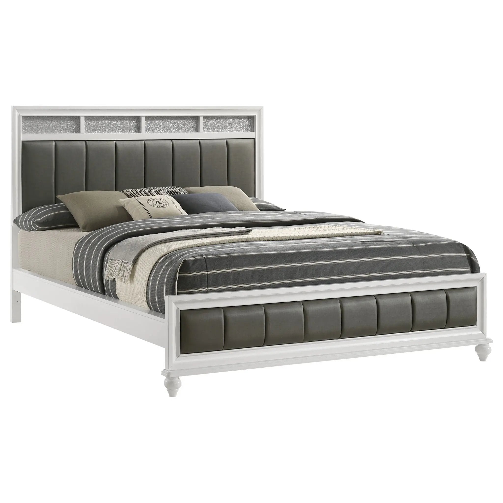 Barzini Wood California King Panel Bed White by Unique Piece Furniture