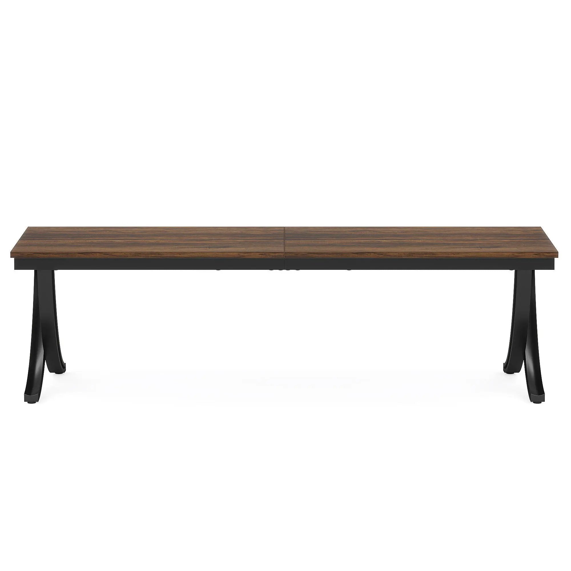 2 Person Desk With X Legs, Extra Long Office Workstation - Brown / Black by HouseOfZazla