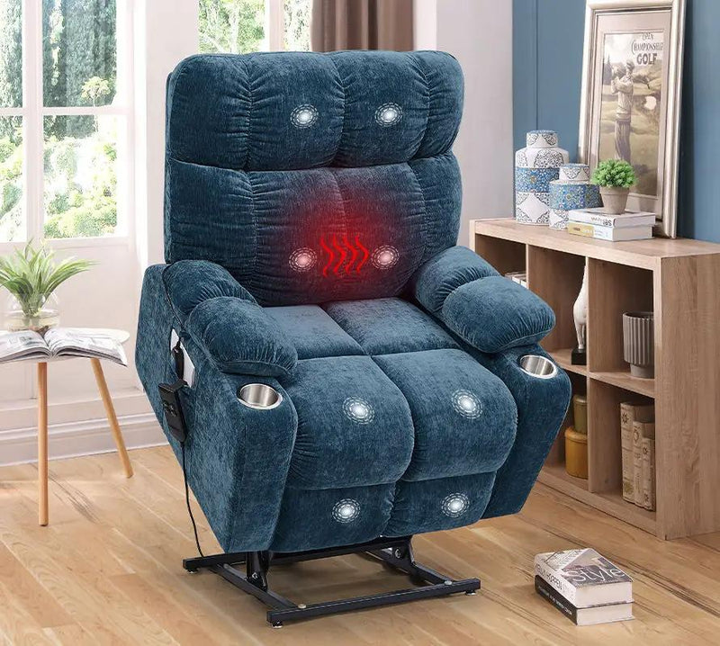 Dual Okin Motor Power Lift Recliner Chair For Elderly Infinite Position Lay Flat 180E Recliner With Heat Massage by HouseOfZazla