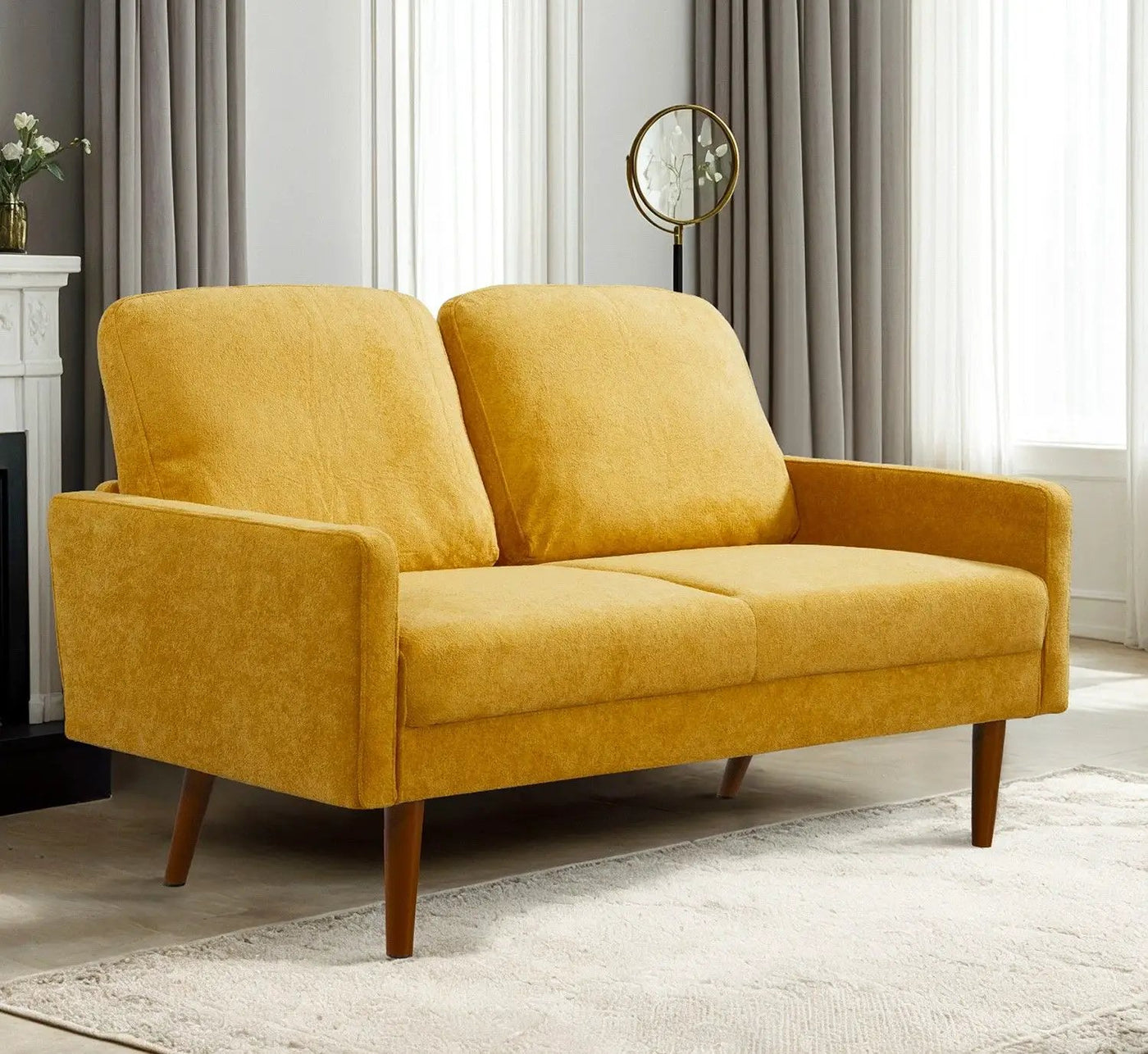 Loveseat Sofa, European Style With Sleek Design, Modern & Vintage Flair, Upholstered 2 Seater Couch by Unique Piece Furniture