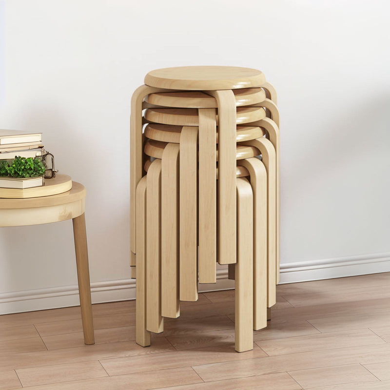 Stackable Bentwood Stool Set of 6, 18" Round Backless Stools by HouseOfZazla