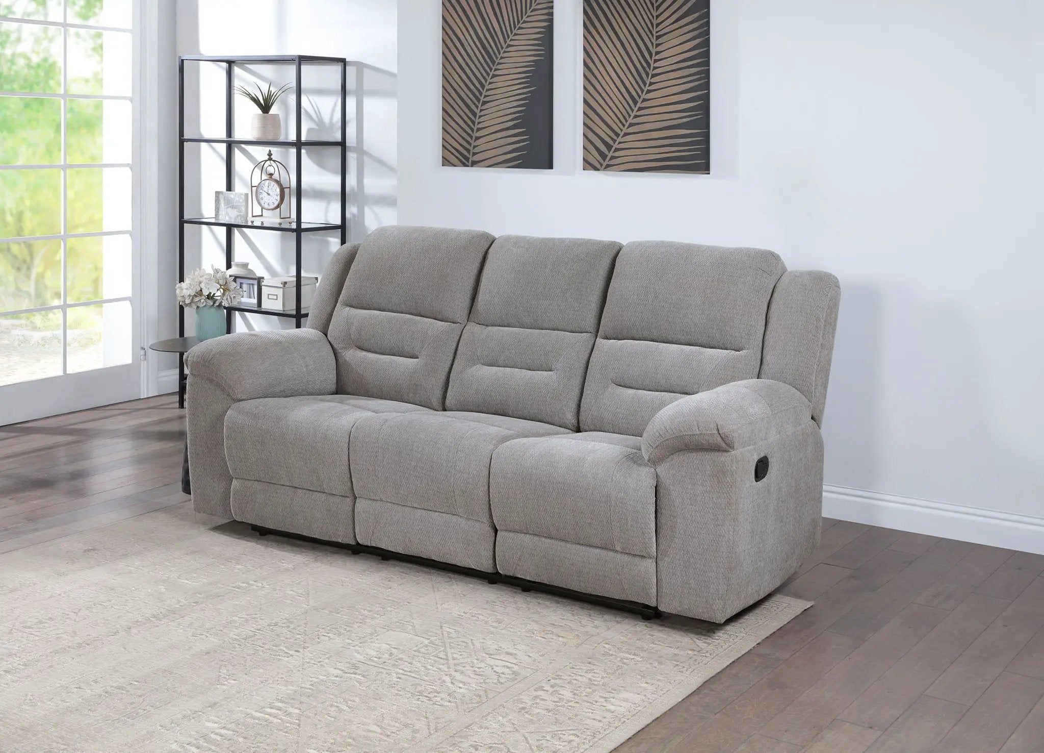 Gilson Chenille Upholstered Reclining Sofa Grey by Unique Piece Furniture