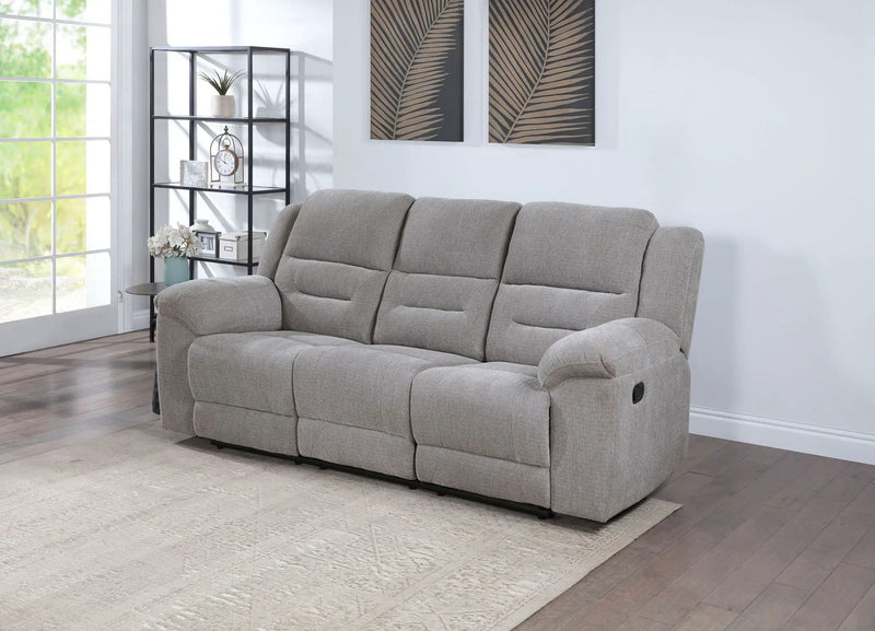 Gilson Chenille Upholstered Reclining Sofa Grey by Unique Piece Furniture