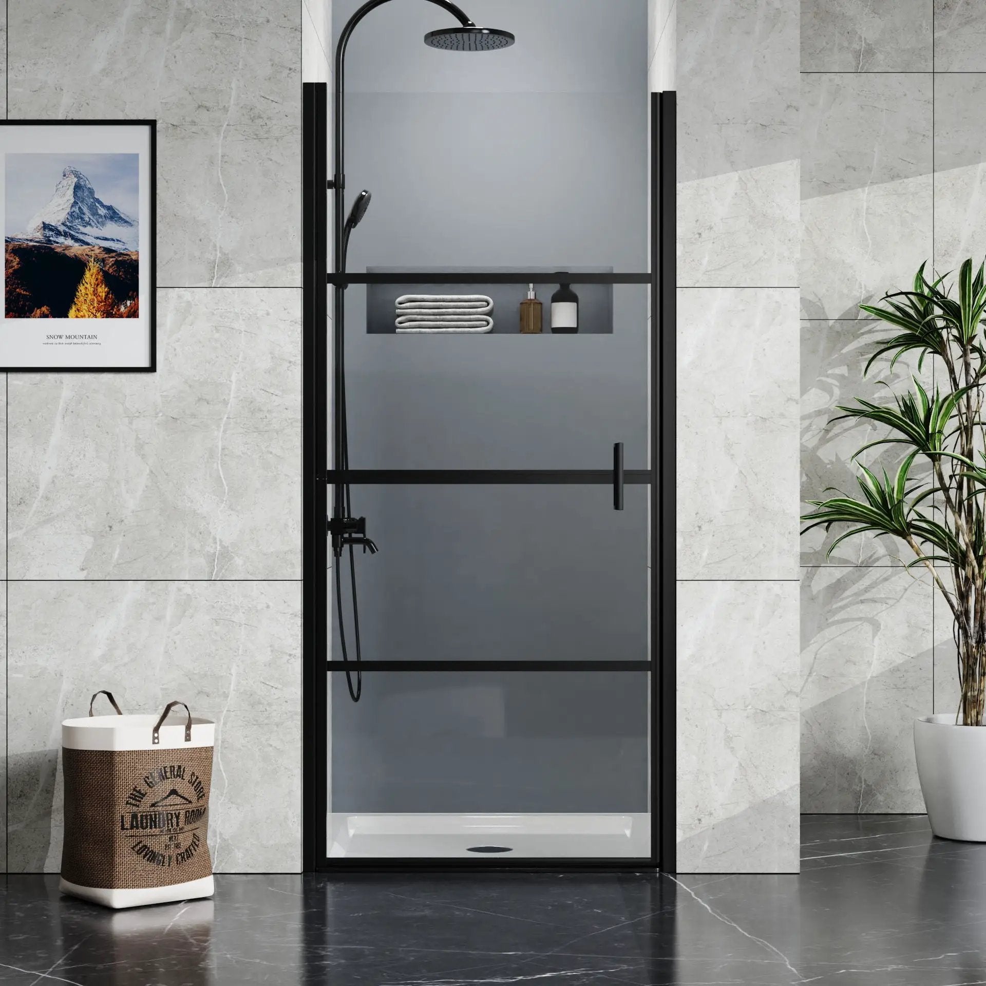 Goodyo - Centered Drain Shower With 3-Side Tile Flanges - White by HouseOfZazla