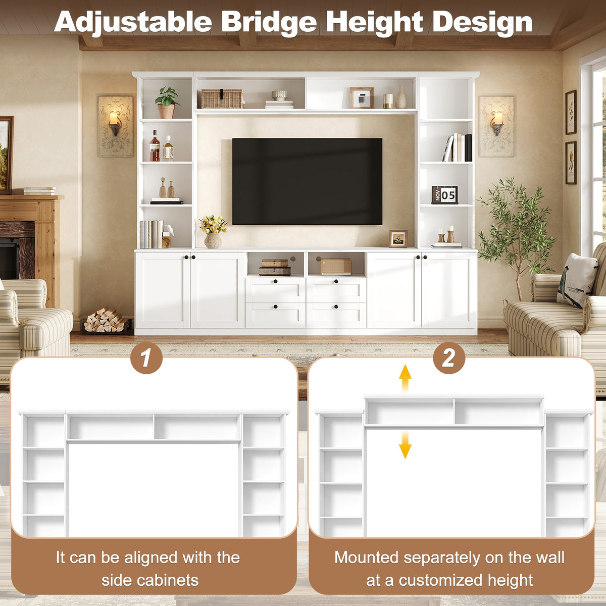 Farmhouse Elegant Entertainment Center Wall Unit, photo 7 of 10