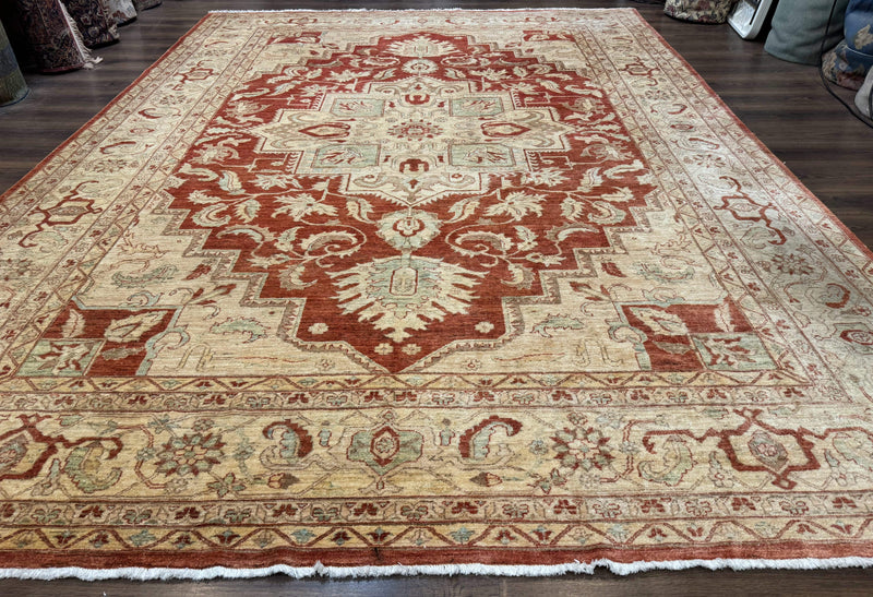 Turkish Heriz Serapi Rug 9x13, Geometric Medallion by Jewel Rugs