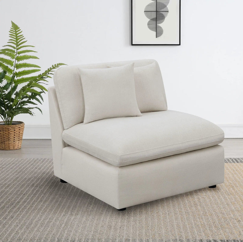 Hobson Upholstered Armless Chair Ivory by Unique Piece Furniture
