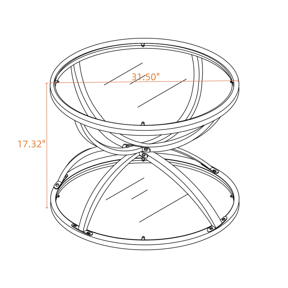 31.50'' Modern Glass Coffee Table with 2 Tiers, photo 4 of 10