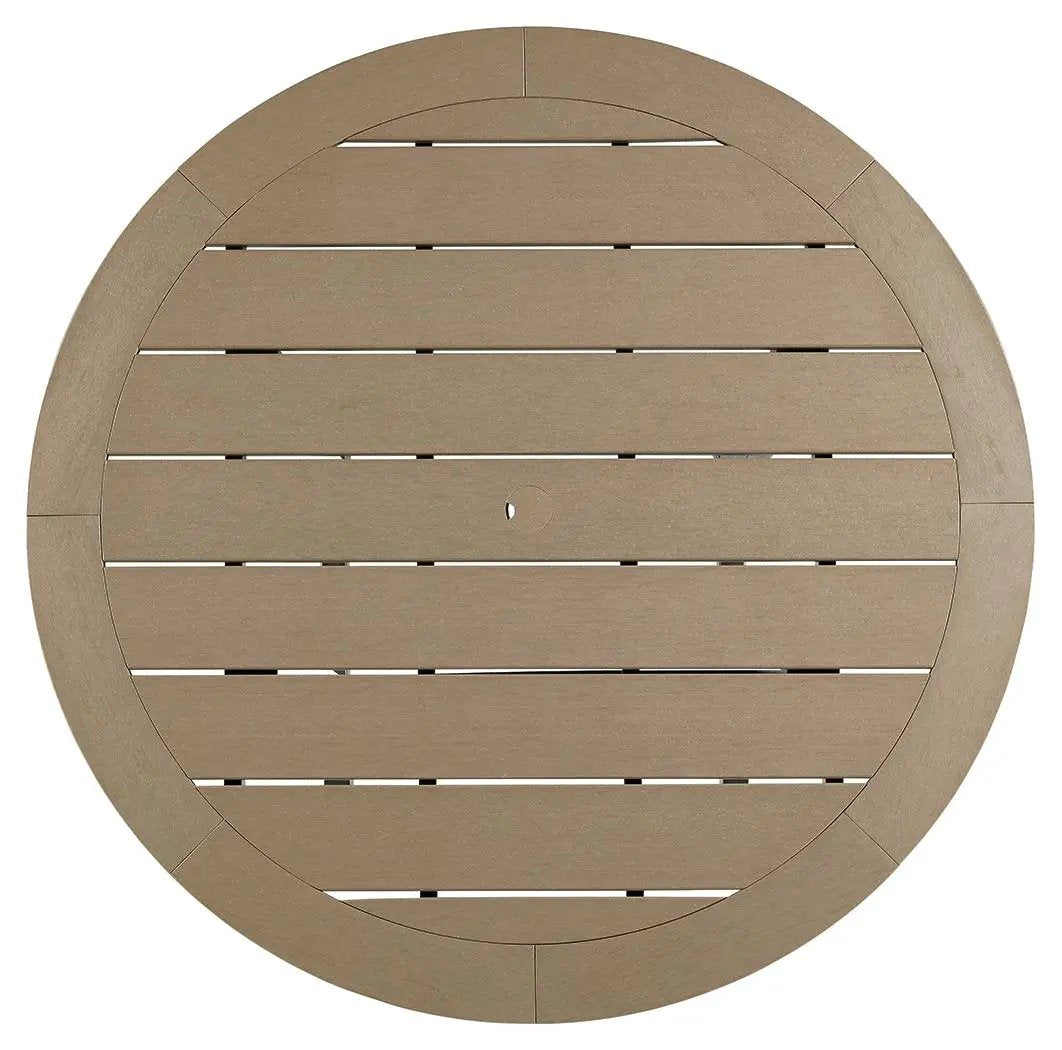 Fairen Trail - Round Bar Table w/Umb OPT - Black / Driftwood by Unique Piece Furniture