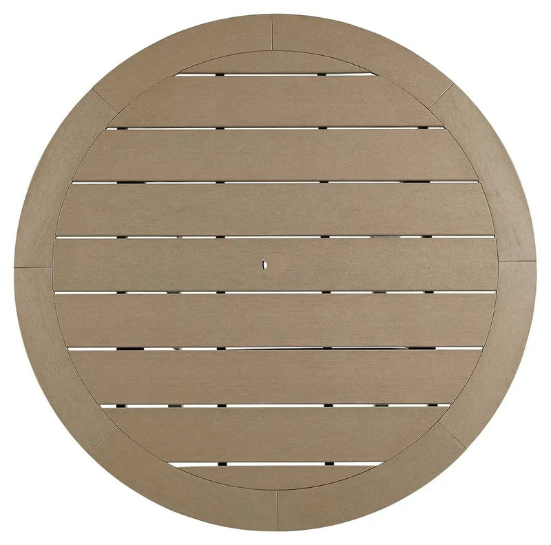 Fairen Trail - Round Bar Table w/Umb OPT - Black / Driftwood by Unique Piece Furniture