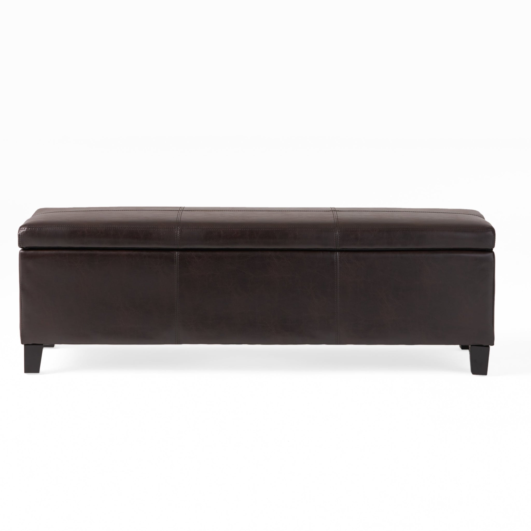Upholstered PU Leather Storage Ottoman with Solid Wooden Legs by HouseOfZazla