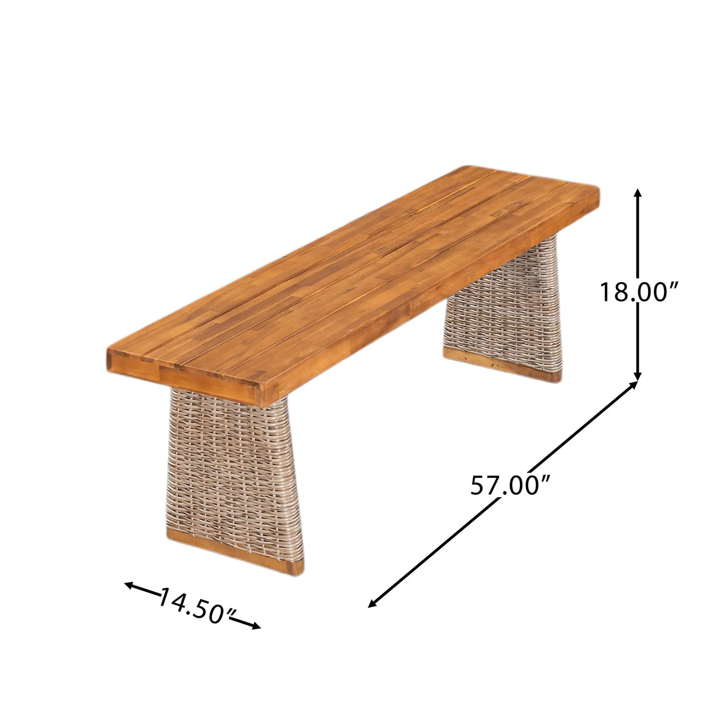 Outdoor Acacia Wood Dining Table Set with 1 Table and 1 Bench by HouseOfZazla