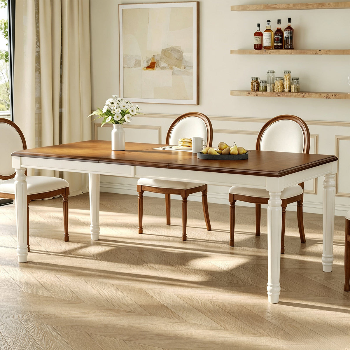 Traditional Rectangular Dining Table with Solid Wood Base - Natural Finish, photo 9 of 10