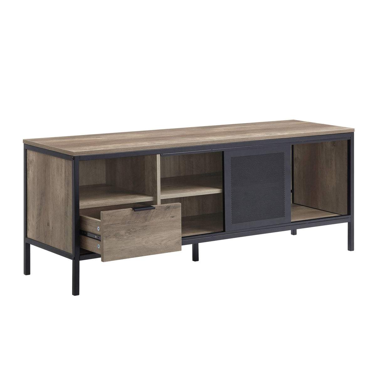 Light Brown Rustic TV Stand with Metal Frame - Nantan, photo 7 of 8