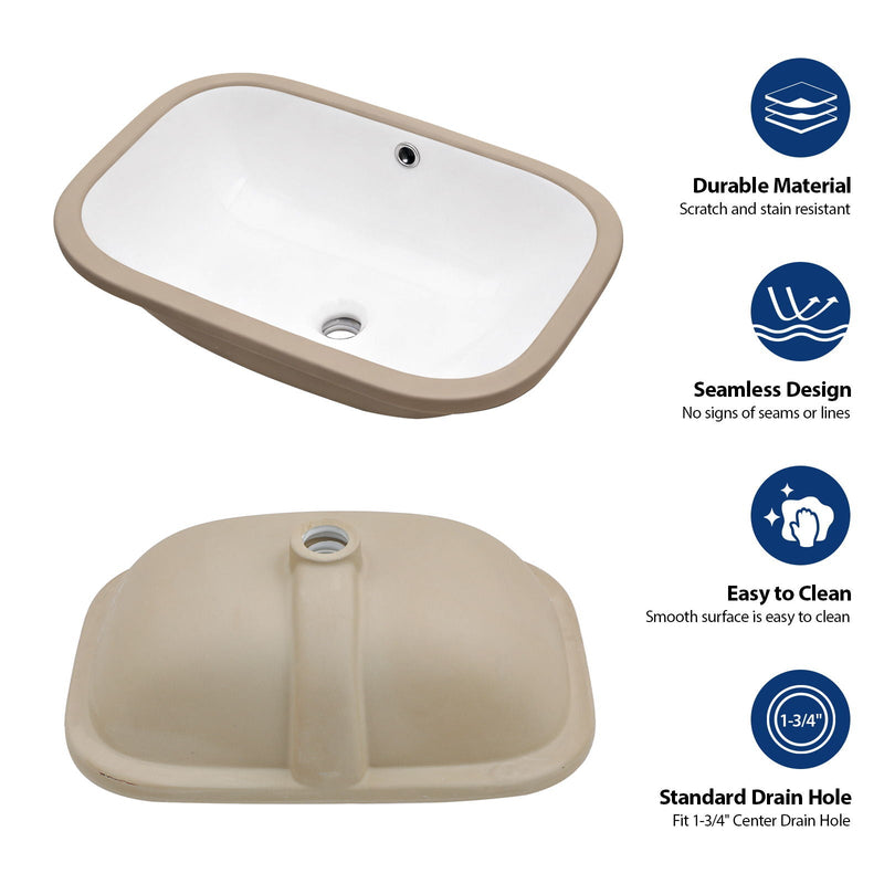 Modern Ceramic Undermount Bathroom Sink With Overflow, High Quality by HouseOfZazla