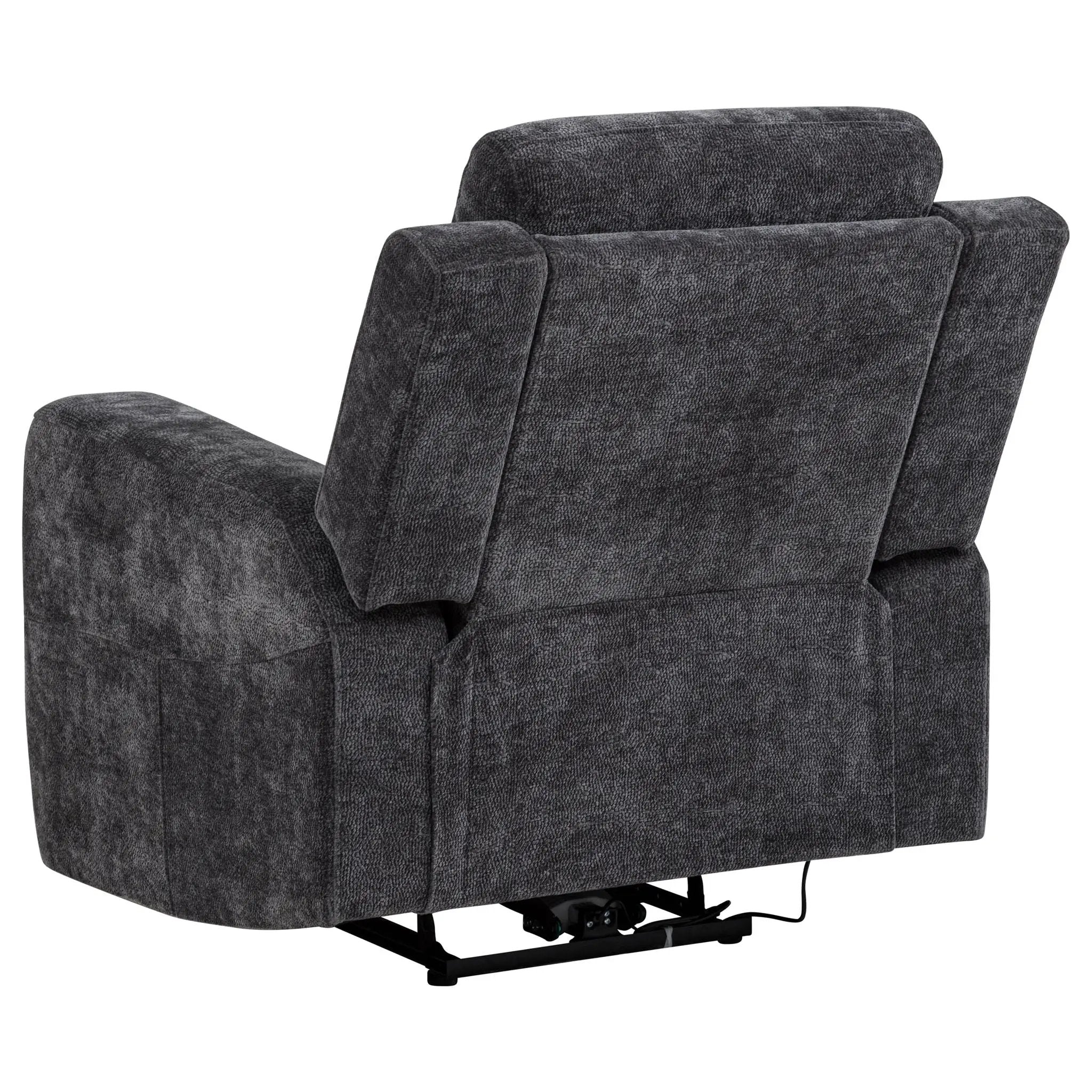 Kennett Chenille Upholstered Power Recliner Chair Dark Grey by Unique Piece Furniture