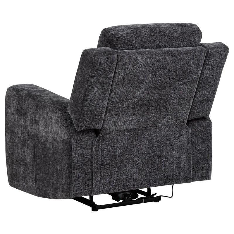 Kennett Chenille Upholstered Power Recliner Chair Dark Grey by Unique Piece Furniture