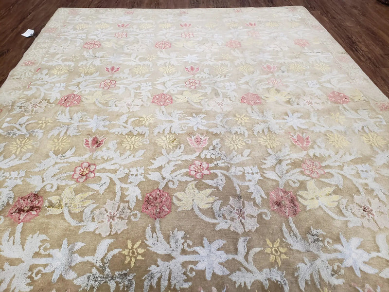 Modern Tibetan Rug 6x9, Wool and Silk Tibetan Rug, Handmade Tibetan Rug, Silk Flowers, Contemporary Rug, Soft Rug, Tibetan Area Rug, Tan by Jewel Rugs