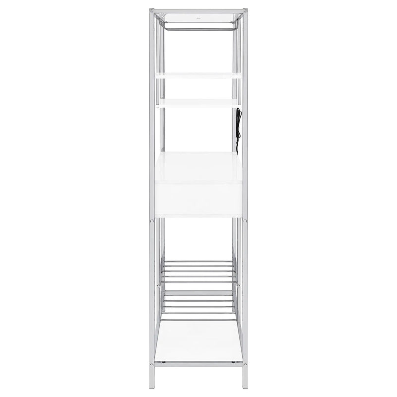 Figueroa 5-shelf LED Wine Storage Bar Cabinet White High Gloss by Unique Piece Furniture