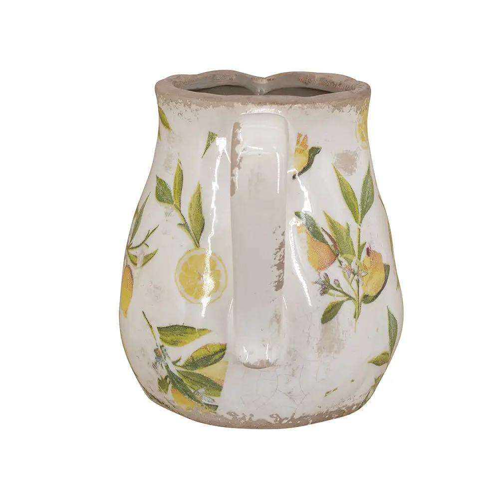 Distressed White Ceramic Pitcher Vase by HouseOfZazla