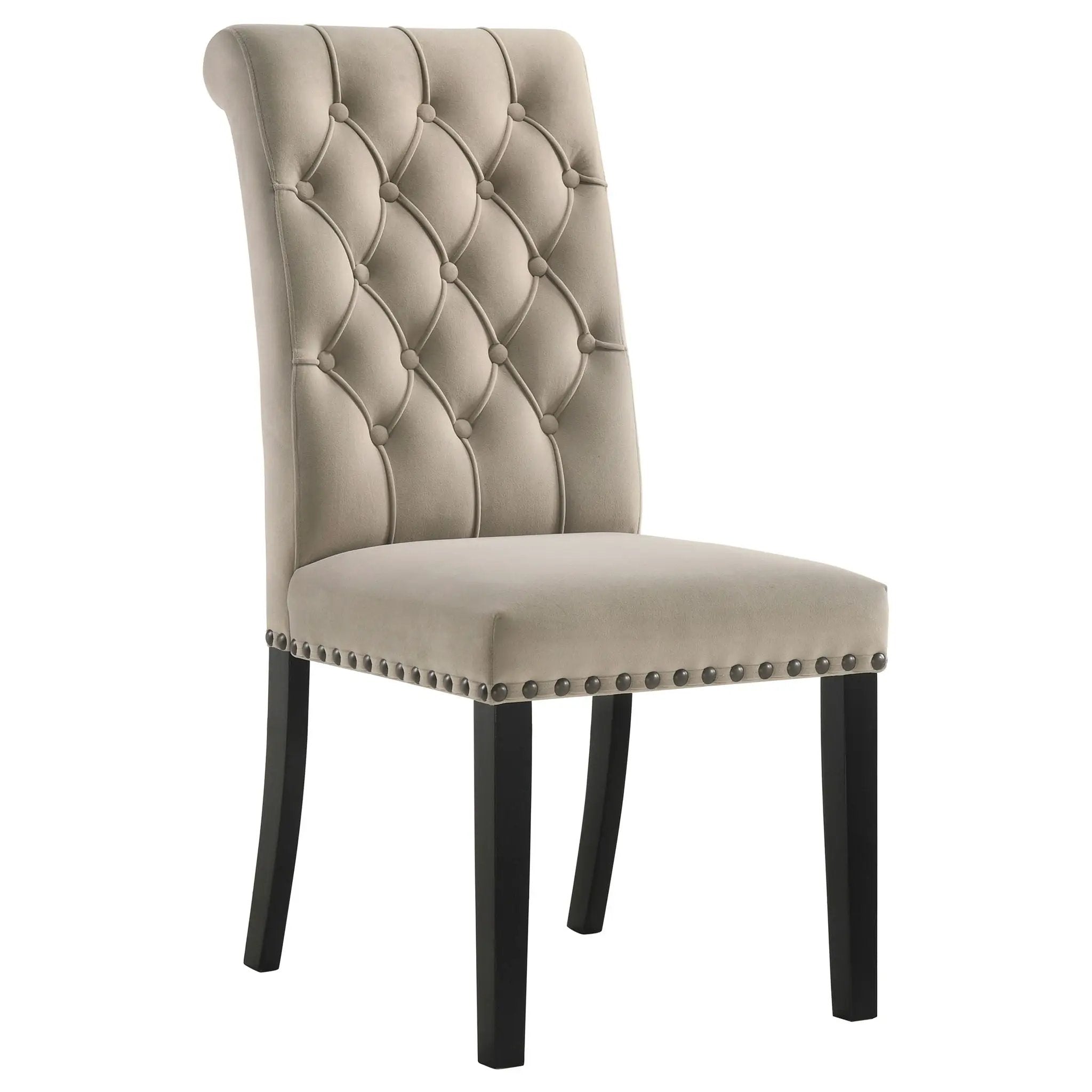 Alana Velvet Upholstered Dining Side Chair Sand (Set of 2) by Unique Piece Furniture