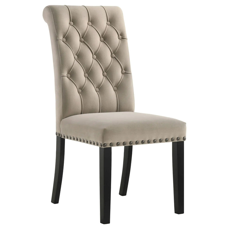 Alana Velvet Upholstered Dining Side Chair Sand (Set of 2) by Unique Piece Furniture