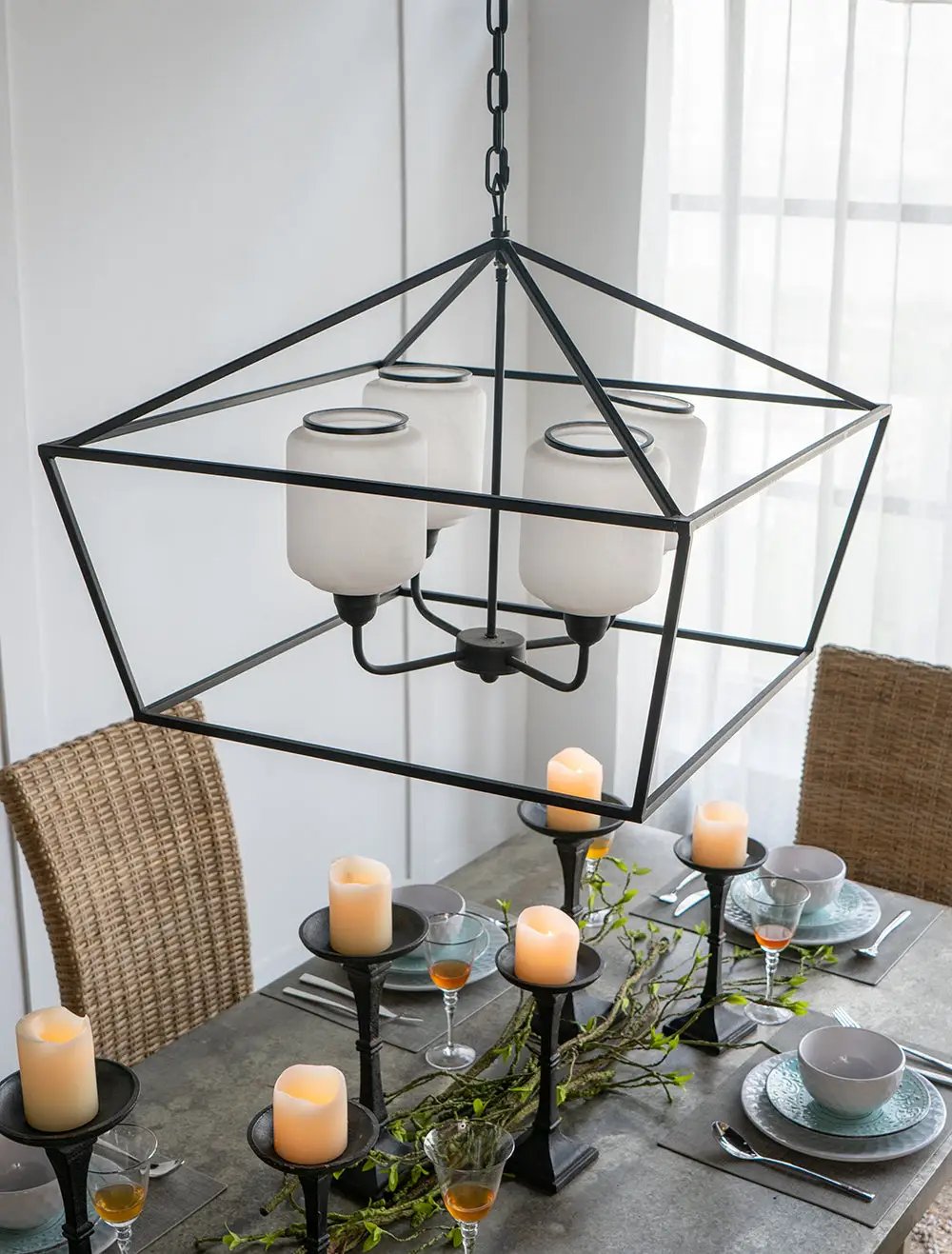 26" Iron Chandelier - Sleek Industrial Style by HouseOfZazla