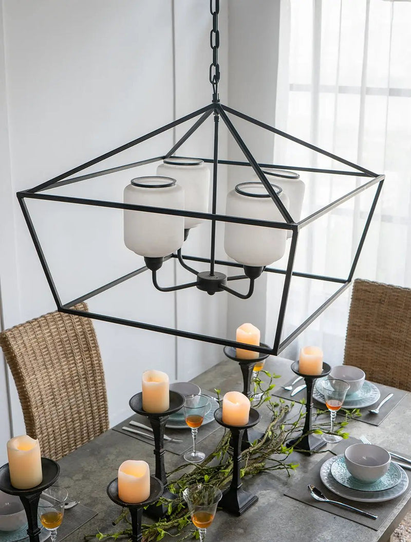 26" Iron Chandelier - Sleek Industrial Style by HouseOfZazla