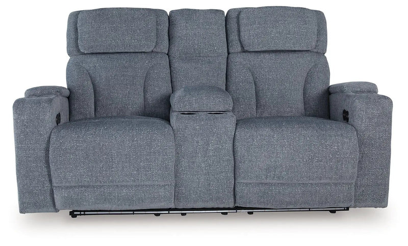 Studio Cave - Power Reclining Loveseat with Console - Steel by Unique Piece Furniture
