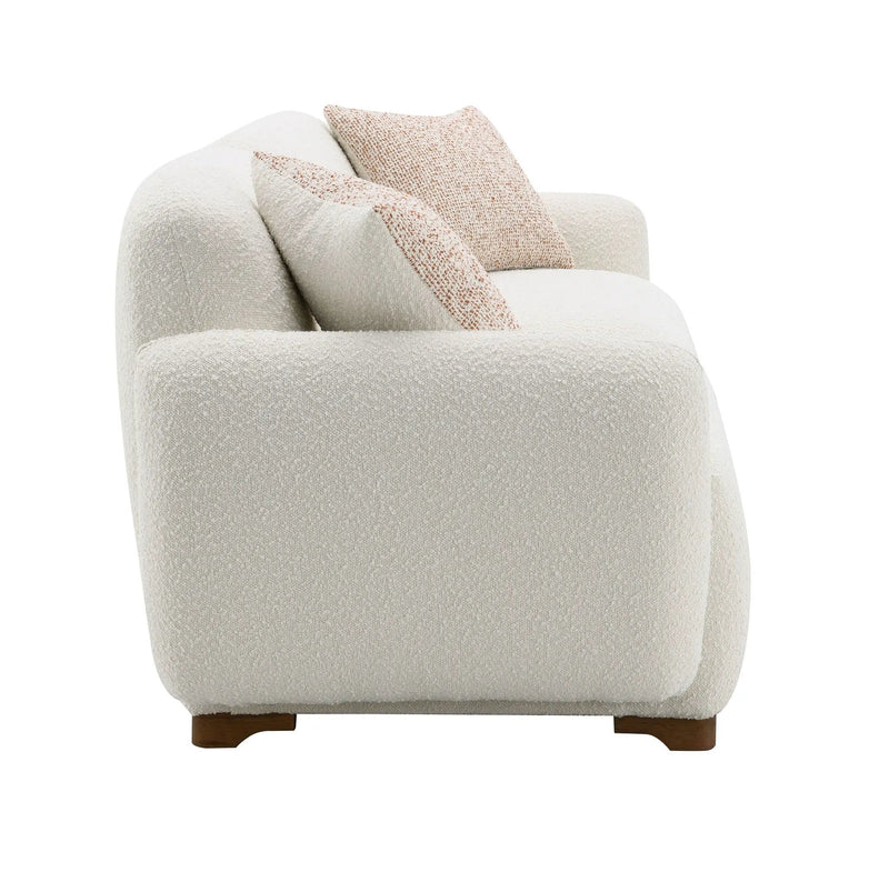 Darius - Boucle Sofa With 2 Toss Pillows - Beige by HouseOfZazla