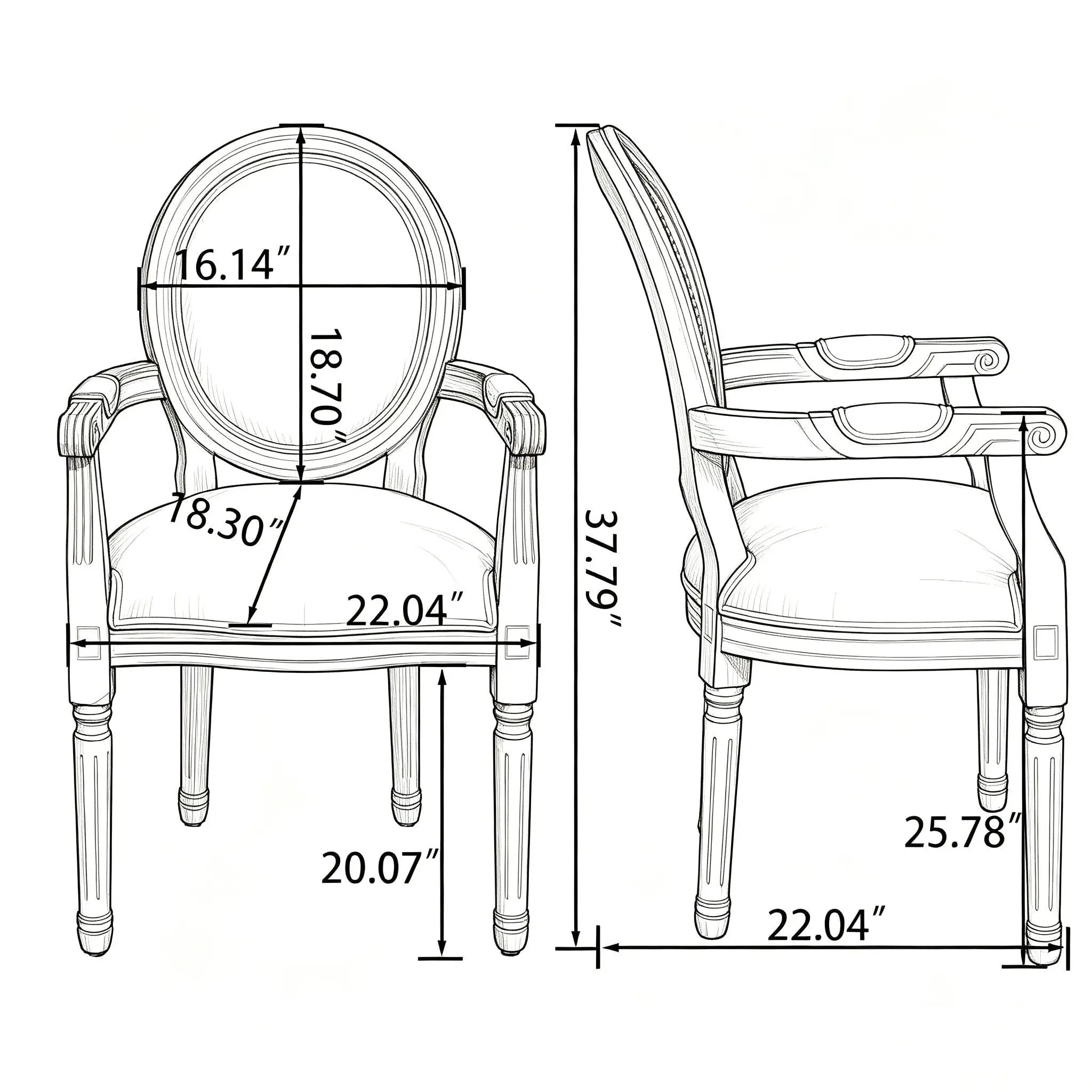 French Vintage Upholstered Fabric Dining Armchair (Set of 2) - Beige by HouseOfZazla